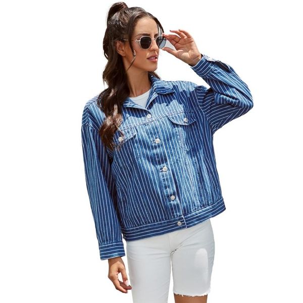 women slim stripe lapel collar denim jacket long sleeve casual short jean coat bx0b, Black;brown
women slim stripe lapel collar denim jacket long sleeve casual short jean coat bx0b, Black;brown
