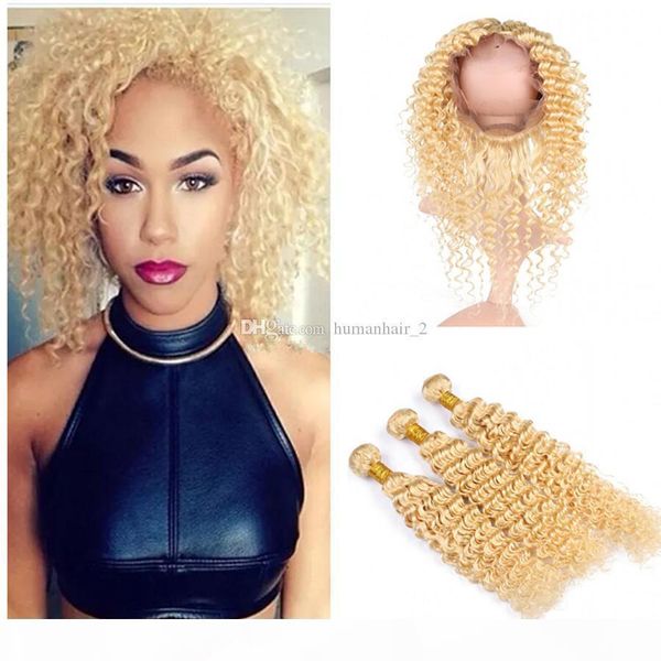 bleached blonde color #613 deep curly virgin brazilian human hair 3 bundles with pre plucked 360 full lace band frontal closure 4pcs lot, Black;brown
bleached blonde color #613 deep curly virgin brazilian human hair 3 bundles with pre plucked 360 full lace band frontal closure 4pcs lot, Black;brown