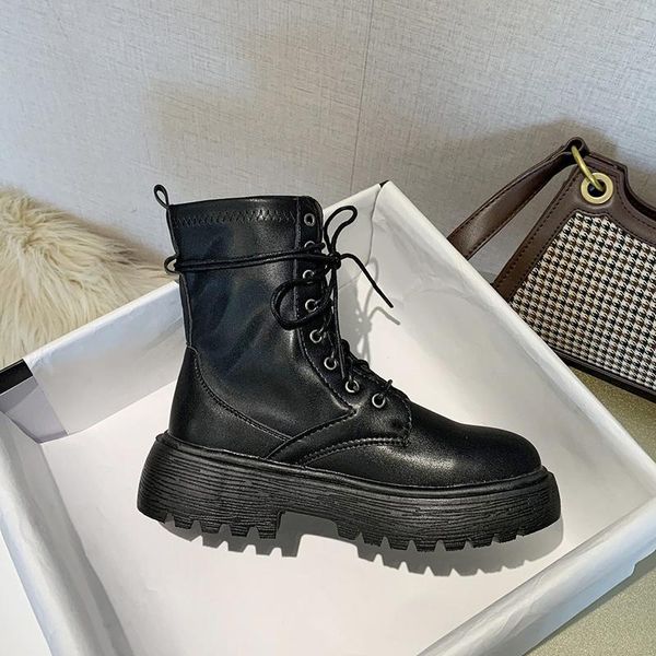 round toe brand women's shoes autumn boots lace up boots-women flat heel booties ladies fashion rock 2020 lolita med ankle pvc, Black
round toe brand women's shoes autumn boots lace up boots-women flat heel booties ladies fashion rock 2020 lolita med ankle pvc, Black