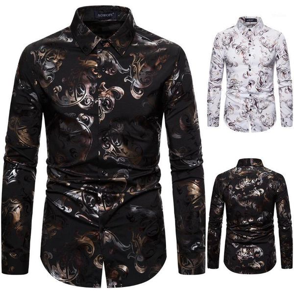 men dress shirts spring nightclub fashion men gilt printed stretch long-sleeve shirt1, White;black
men dress shirts spring nightclub fashion men gilt printed stretch long-sleeve shirt1, White;black