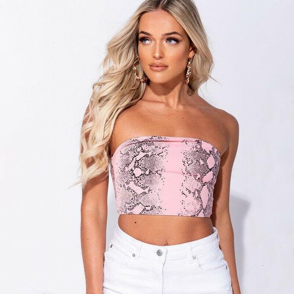 new summer women casual snake print off shoulder elastic tube crop strapless tank vests green pink white
new summer women casual snake print off shoulder elastic tube crop strapless tank vests green pink white