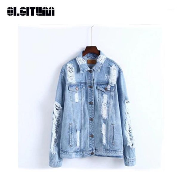 women's jackets olgitum 2021 women demin jacket autumn long sleeve solid hole for jeans female jk5971, Black;brown
women's jackets olgitum 2021 women demin jacket autumn long sleeve solid hole for jeans female jk5971, Black;brown
