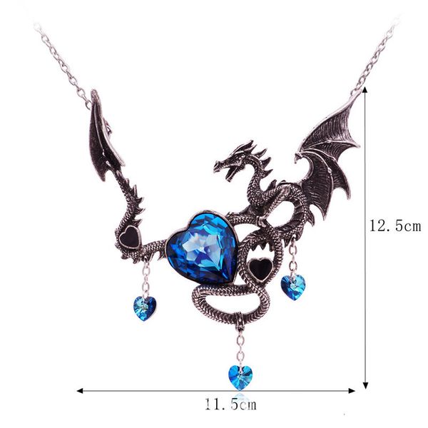 with gothic flying inlaid jewelry halloween zodiac dragon necklace, Silver
with gothic flying inlaid jewelry halloween zodiac dragon necklace, Silver
