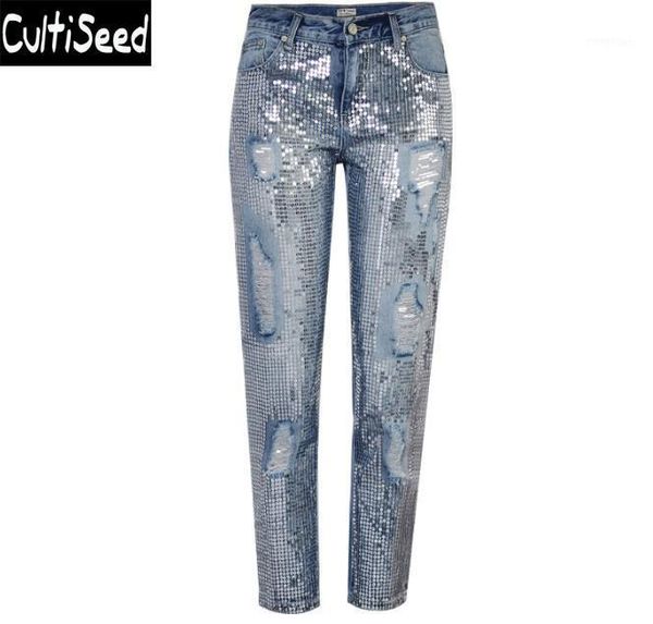 european female sequined ripped hole loose straight ankle length denim jeans pants clothing lady casual jeans pants trousers1, Blue
european female sequined ripped hole loose straight ankle length denim jeans pants clothing lady casual jeans pants trousers1, Blue