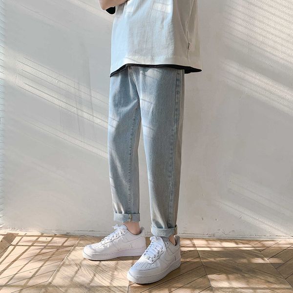 men's jeans trousers jeans summer thin korean trendy wide leg 9-point straight pants for all kinds of loose and trendy brand long pants, Blue
men's jeans trousers jeans summer thin korean trendy wide leg 9-point straight pants for all kinds of loose and trendy brand long pants, Blue