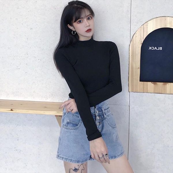 fashion solid color long sleeve t shirt women spring casual half turtltneck bottoming shirt drop shipping, White
fashion solid color long sleeve t shirt women spring casual half turtltneck bottoming shirt drop shipping, White