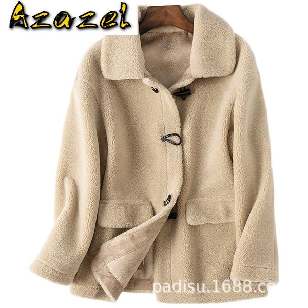 women's fur & faux streetwear wool jacket autumn winter women clothes 2021 real coat korean vintage sheep shearling suede lining 3305, Black
women's fur & faux streetwear wool jacket autumn winter women clothes 2021 real coat korean vintage sheep shearling suede lining 3305, Black