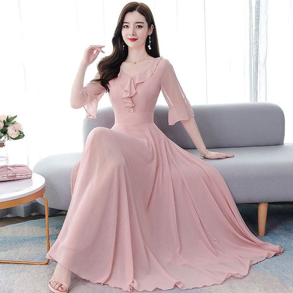 Summer Chiffon Big Swing Half Lotus Leaf Sleeve V-neck Ankle-length A-line Black Red Green Light Blue Pink Cocktail Dress 9169 party
Summer Chiffon Big Swing Half Lotus Leaf Sleeve V-neck Ankle-length A-line Black Red Green Light Blue Pink Cocktail Dress 9169 party