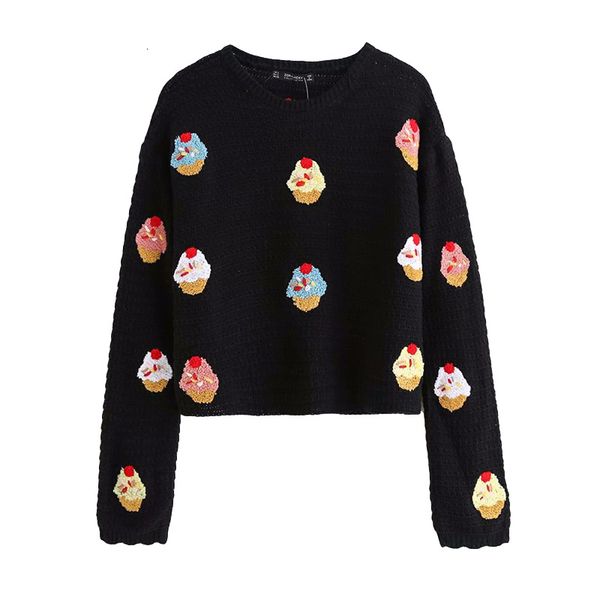2021 new elegant women cake embroidery sweater fashion ladies o-neck knitted streetwear female chic loose pullovers f9e1, White;black
2021 new elegant women cake embroidery sweater fashion ladies o-neck knitted streetwear female chic loose pullovers f9e1, White;black