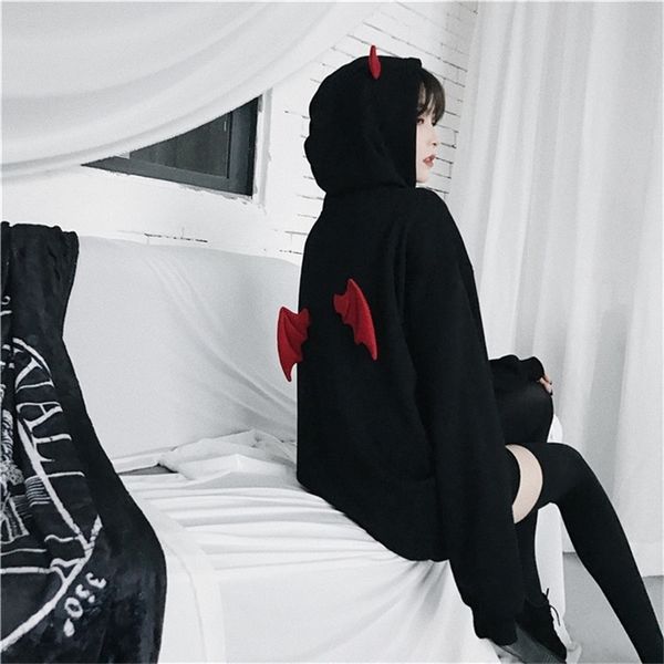 fall winter women sweatshirts girl harajuku cute hoodies punk gothic devil horn chic hooded pullover loose sweatshirt 201211, Black
fall winter women sweatshirts girl harajuku cute hoodies punk gothic devil horn chic hooded pullover loose sweatshirt 201211, Black