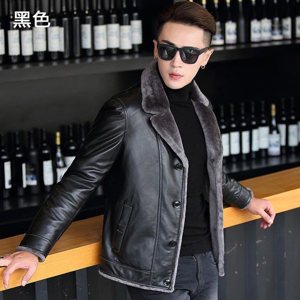2021 new haining fur and fur one body leather men's leather men's slim fit jacket heavy coat winter, Black
2021 new haining fur and fur one body leather men's leather men's slim fit jacket heavy coat winter, Black