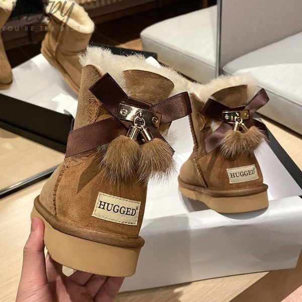 cowhide leather short plush fur lined women short ankle winter suede snow boots with bowknots mink tassels warm shoes, Black
cowhide leather short plush fur lined women short ankle winter suede snow boots with bowknots mink tassels warm shoes, Black