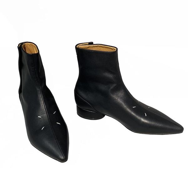 women ankle boots pointed toe chunky thick heels leather boots autumn winter fashion lady round heel shoes women, Black
women ankle boots pointed toe chunky thick heels leather boots autumn winter fashion lady round heel shoes women, Black
