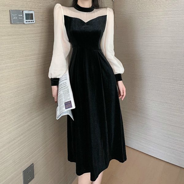 retro-black 2021 fashion new female arrival puff long dress plus size woman shreds party clothes okfm, Black;gray
retro-black 2021 fashion new female arrival puff long dress plus size woman shreds party clothes okfm, Black;gray
