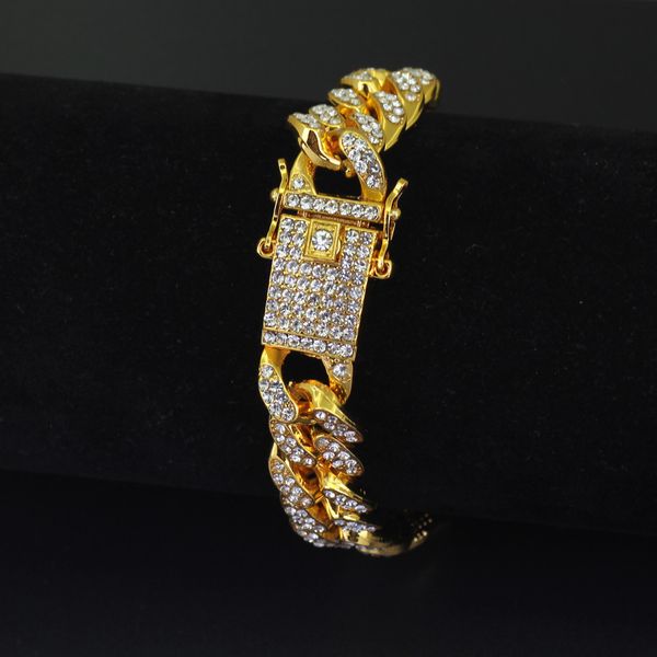12mm gold silver diamond iced out hip hop cz bracelet mens miami cuban link chains men's luxury simulated bling rhinestones bracelets, Black
12mm gold silver diamond iced out hip hop cz bracelet mens miami cuban link chains men's luxury simulated bling rhinestones bracelets, Black