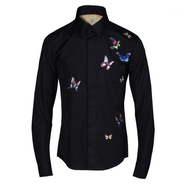 spring men butterfly embroidered wedding dress shirts slim fit office work lapel collar camisetas hombre shirt white formal, White;black
spring men butterfly embroidered wedding dress shirts slim fit office work lapel collar camisetas hombre shirt white formal, White;black