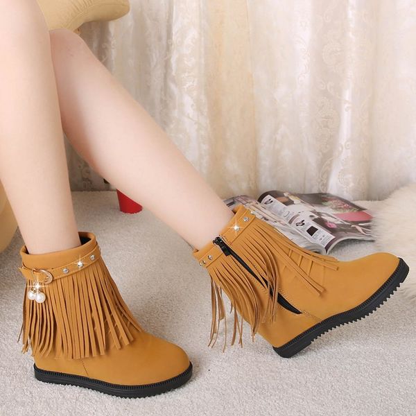 boots increased snow female short tube tassels wild student women's warm cotton shoes plus velvet, Black
boots increased snow female short tube tassels wild student women's warm cotton shoes plus velvet, Black
