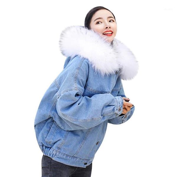 denim coat thick winter denim jacket women warm faux fur collar oversize loose winter hooded overcoat fleece liner d909301, Black;brown
denim coat thick winter denim jacket women warm faux fur collar oversize loose winter hooded overcoat fleece liner d909301, Black;brown