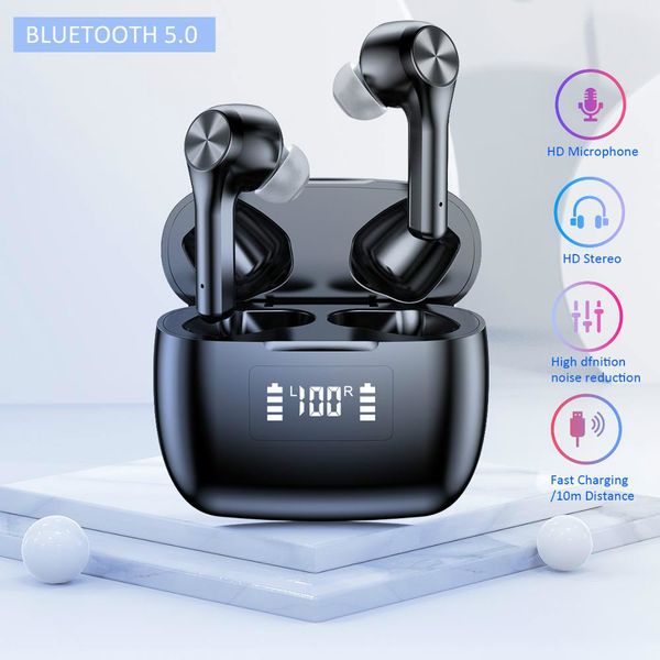 t9 tws bluetooth wireless earphone led power display stereo hifi earbuds waterproof sport gaming headset with mic headphones