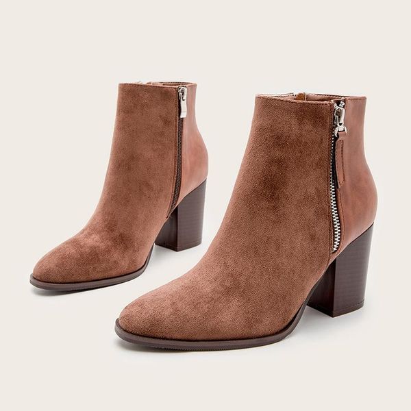 women zipper suede ankle boots ladies fashion square heels shoes female solid sewing boot woman autumn casual footwear 2020 new, Black
women zipper suede ankle boots ladies fashion square heels shoes female solid sewing boot woman autumn casual footwear 2020 new, Black