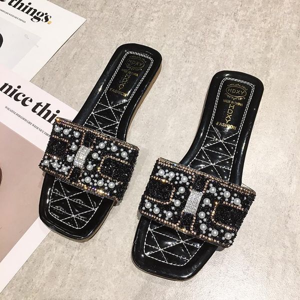 yeinshaars summer ladies pearl rhinestone slipper sandals good quality flat shoes outdoor holiday fashion slippers1, Black
yeinshaars summer ladies pearl rhinestone slipper sandals good quality flat shoes outdoor holiday fashion slippers1, Black