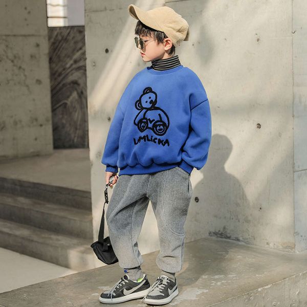 plush collar, boys' thickened high sweater, autumn and middle school wear, 2020 new children's winter bottom 75dz, Black 
plush collar, boys' thickened high sweater, autumn and middle school wear, 2020 new children's winter bottom 75dz, Black