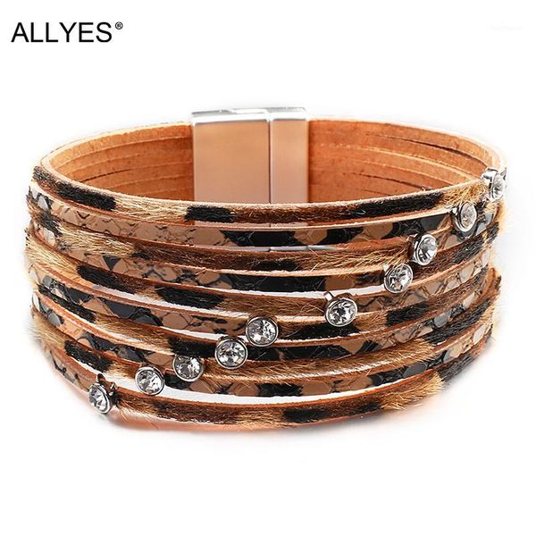 allyes boho leather bracelet for women multilayer leopard wrap bracelet crystal rhinestone bangle jewelry girls gift1, Golden;silver
allyes boho leather bracelet for women multilayer leopard wrap bracelet crystal rhinestone bangle jewelry girls gift1, Golden;silver