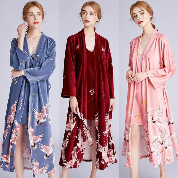 2 pcs women's robe sets winter pajama velvet warm thicken dressing gown suit cardigan plus size femme home bathrobe nightdress1, Black;red
2 pcs women's robe sets winter pajama velvet warm thicken dressing gown suit cardigan plus size femme home bathrobe nightdress1, Black;red