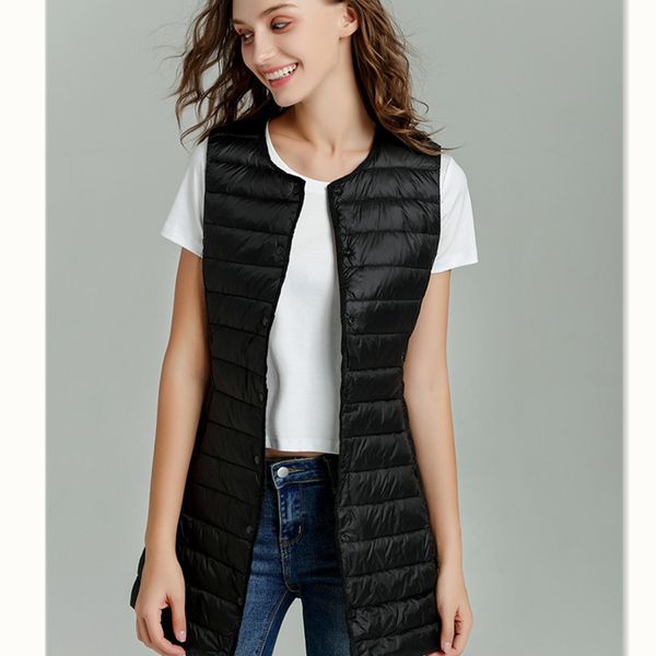 2021 new matt fabric women's long ultra light vest women waistcoat female down coat slim sleeveless without collar enpu, Black;white
2021 new matt fabric women's long ultra light vest women waistcoat female down coat slim sleeveless without collar enpu, Black;white