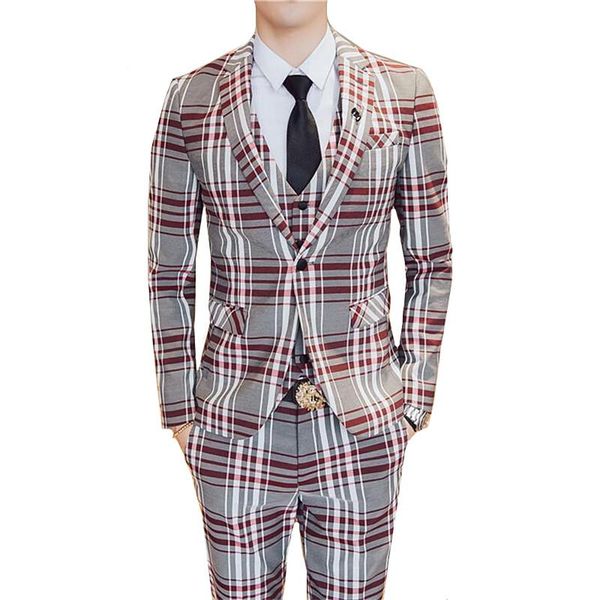 jacket + pant + vest / new men business slim suits sets plaid wedding dress three-piece suit blazers coat trousers waistcoat, White;black
jacket + pant + vest / new men business slim suits sets plaid wedding dress three-piece suit blazers coat trousers waistcoat, White;black