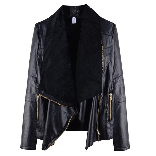 new autumn women lapel jacket coats female splice long sleeve zip up faux pu leather jackets moto biker outwear plus size, Black;brown
new autumn women lapel jacket coats female splice long sleeve zip up faux pu leather jackets moto biker outwear plus size, Black;brown