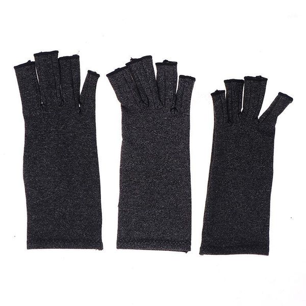 wrist support 1 pair compression arthritis gloves arthritic joint pain relief therapy open fingers hand1, Black;red