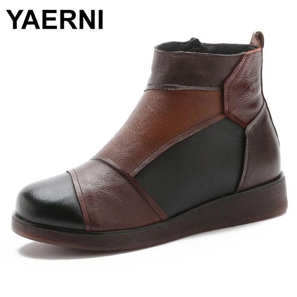 yaerni autumn winter warm snow boots women ankle boots 100% genuine leather mixed colors zipper handmade retro women flat boot, Black
yaerni autumn winter warm snow boots women ankle boots 100% genuine leather mixed colors zipper handmade retro women flat boot, Black