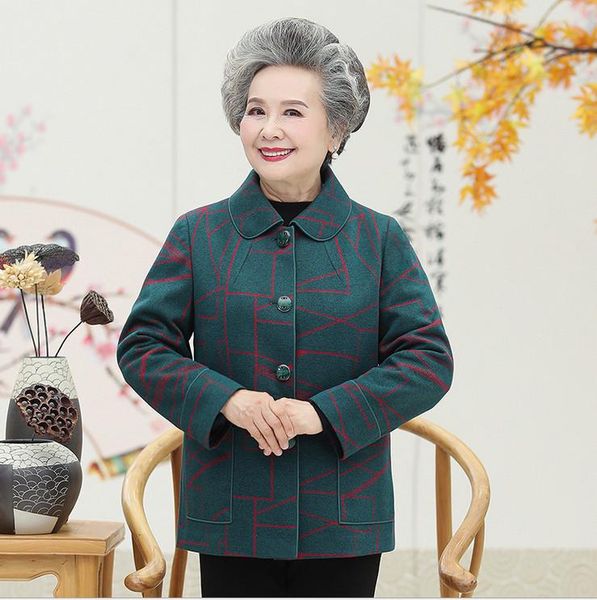 woolen coat middle age women autumn winter mother outerwear grandma clothing, Black
woolen coat middle age women autumn winter mother outerwear grandma clothing, Black