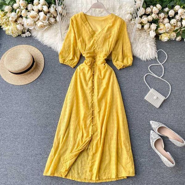singrain women summer lace dress korean solid hollow dress v neck puff sleeve a line long vacation casual sundress 20201, Black;gray
singrain women summer lace dress korean solid hollow dress v neck puff sleeve a line long vacation casual sundress 20201, Black;gray