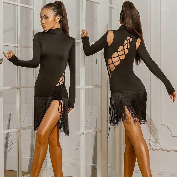 zymdancestyle latin dance dress 1948h lady rumba practice wear long sleeve highneck fringe bandage with underwear nice back1, Black;red
zymdancestyle latin dance dress 1948h lady rumba practice wear long sleeve highneck fringe bandage with underwear nice back1, Black;red