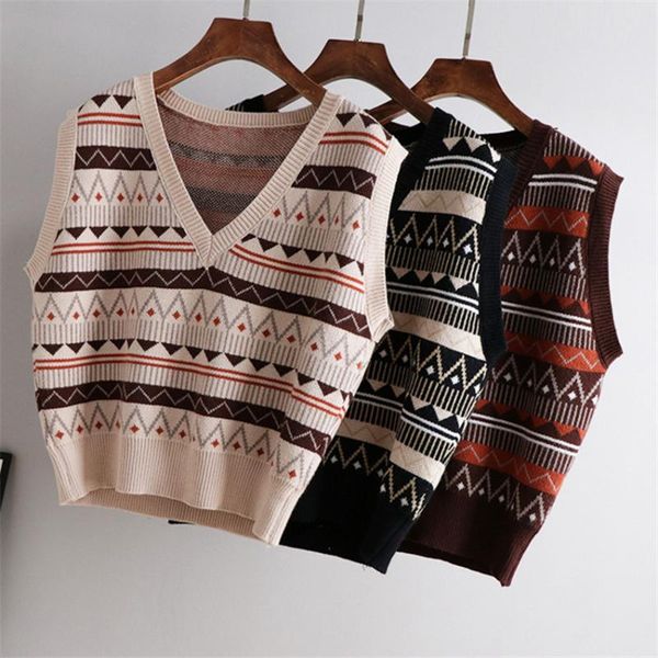 women's vests autumn winter sweater vest women bohemian retro knitted outwear knit crop pullover sleeveless waistcoat ropa mujer 2021, Black;white
women's vests autumn winter sweater vest women bohemian retro knitted outwear knit crop pullover sleeveless waistcoat ropa mujer 2021, Black;white