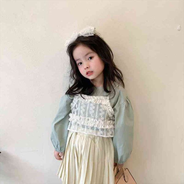 spriing girls blouse puff sleeve shirt matched lace gown 2 pcs kids, White;black
spriing girls blouse puff sleeve shirt matched lace gown 2 pcs kids, White;black