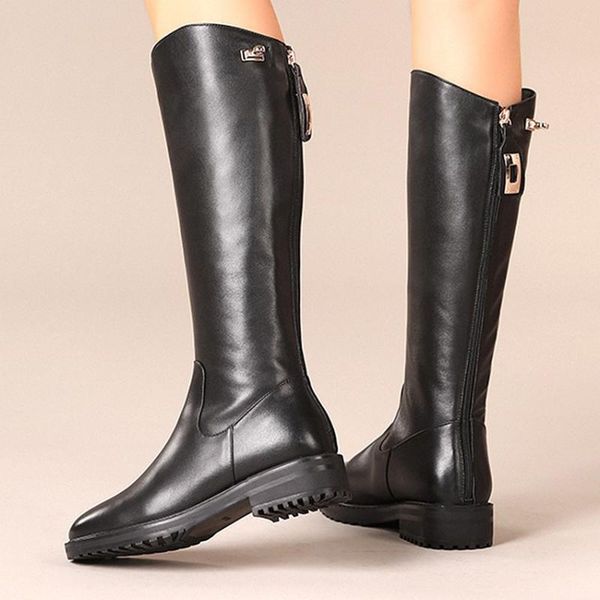 bottes femme thigh high boots women new winter riding boots cow leather metal decorations keep warm knight botas mujer, Black
bottes femme thigh high boots women new winter riding boots cow leather metal decorations keep warm knight botas mujer, Black