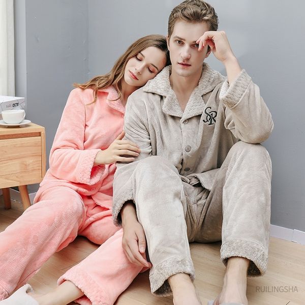 lovers winter thick flannel pajama sets men coral fleece plus size sleepwear women warm nightwear embroidery pijama male pijamas 201109, Black;brown
lovers winter thick flannel pajama sets men coral fleece plus size sleepwear women warm nightwear embroidery pijama male pijamas 201109, Black;brown