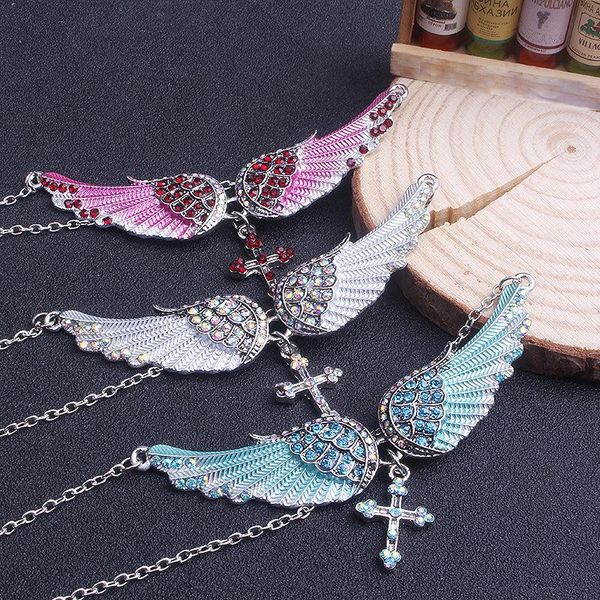 new fashion light blue angel cross pendant stainless steel necklace creative rhinestone pendant neck chain clavicle chain, Silver
new fashion light blue angel cross pendant stainless steel necklace creative rhinestone pendant neck chain clavicle chain, Silver