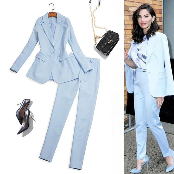 women's two piece pants spring autumn pant suits for women work office ladies formal business wear blue pink blazer set, White
women's two piece pants spring autumn pant suits for women work office ladies formal business wear blue pink blazer set, White