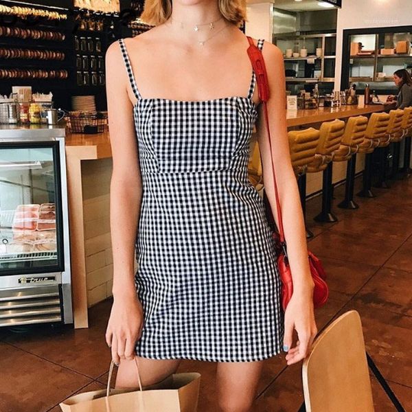casual dresses women summer dress plaid strappy sleeveless backless high waist slim fit sec881, Black;gray
casual dresses women summer dress plaid strappy sleeveless backless high waist slim fit sec881, Black;gray