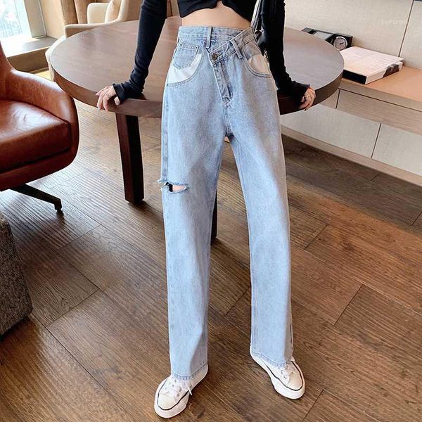 fashion women loose straight jeans pants boy friend style cross high waist ripped hole jeans female vintage denim trousers1, Blue
fashion women loose straight jeans pants boy friend style cross high waist ripped hole jeans female vintage denim trousers1, Blue