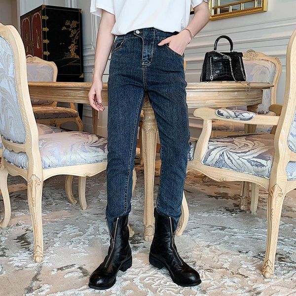 designer's vintage washable jeans with high waists, new pencil trousers, slimming trousers with tiny feet, Blue
designer's vintage washable jeans with high waists, new pencil trousers, slimming trousers with tiny feet, Blue