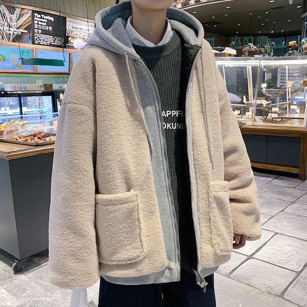 lamb wool stitching coats men hooded jacket thicken warmth fake two-piece large pocket cotton-padded jacket casual trend, Black
lamb wool stitching coats men hooded jacket thicken warmth fake two-piece large pocket cotton-padded jacket casual trend, Black