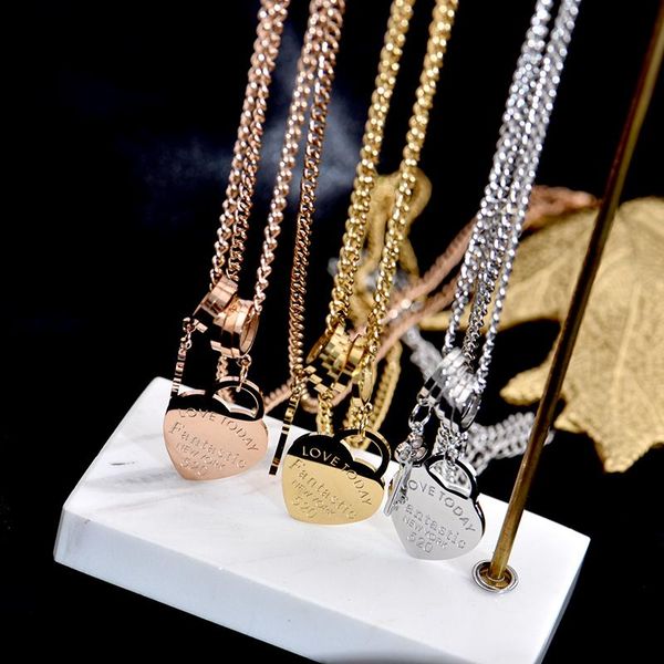 pendant necklaces no fading rivca fashion rose gold heart necklace stainless steel women jewelry charm clasp chain friendship gift, Silver
pendant necklaces no fading rivca fashion rose gold heart necklace stainless steel women jewelry charm clasp chain friendship gift, Silver