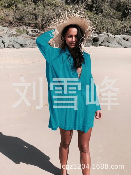 2021 new three-color blouse woman swimsuit cover cotton shirt-style holiday cardigan bikini shirt 6xu6, Black;gray
2021 new three-color blouse woman swimsuit cover cotton shirt-style holiday cardigan bikini shirt 6xu6, Black;gray