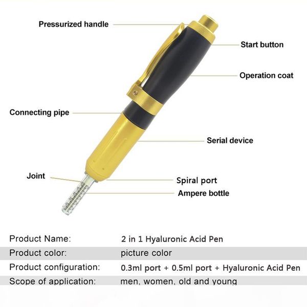 2in1 meso injection gun hyaluron pen 0.3ml&0.5ml head gold hyaluronique acid pen lip filler jnjector noninvasive nebulizer new
2in1 meso injection gun hyaluron pen 0.3ml&0.5ml head gold hyaluronique acid pen lip filler jnjector noninvasive nebulizer new