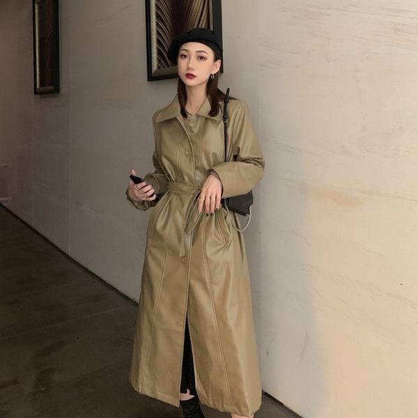 goohojio cool pu leather long jacket fashion women jacket loose belt pu leather windbreaker trench women coat slim autumn 201030, Black
goohojio cool pu leather long jacket fashion women jacket loose belt pu leather windbreaker trench women coat slim autumn 201030, Black